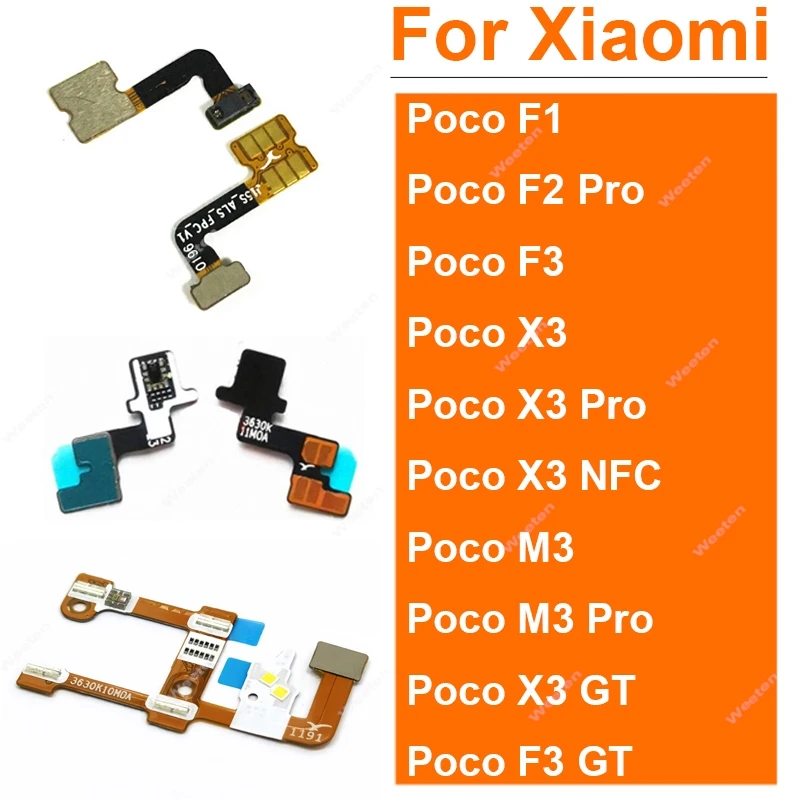 Flashlight Proximity Sensor Ambient Flex Cable For Xiaomi Poco F3 F2 F1 M3 X3 Pro X3 NFC Light Proximity Sensor Silicon Rubber