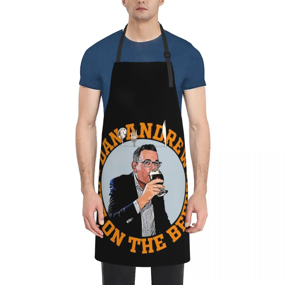 

dan andrews beer with friend Apron christmas Salon Apron