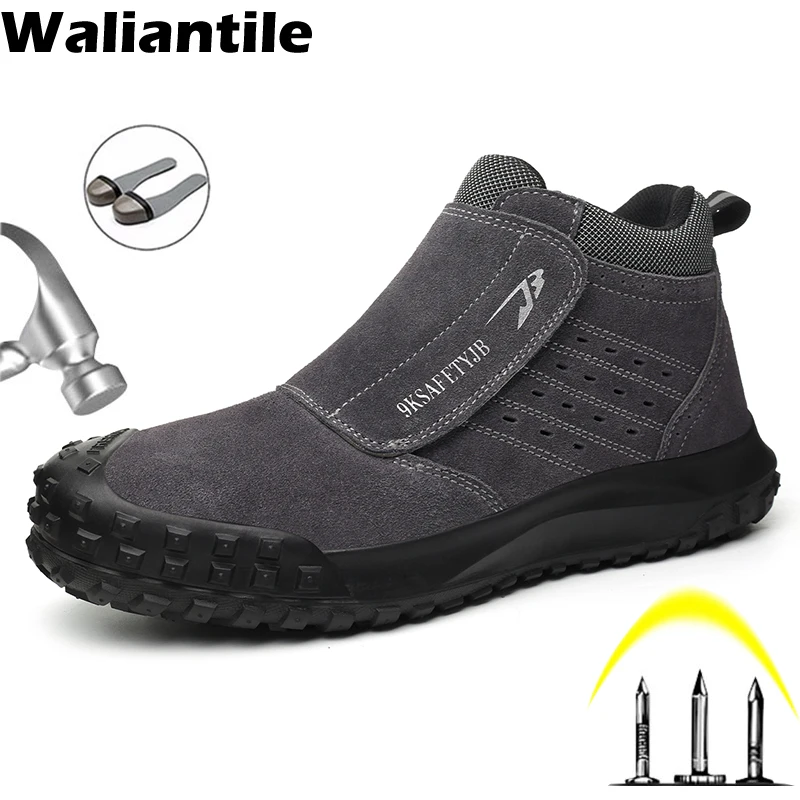 

Waliantile Insulated Safety Boots For Men Construction Working Shoes Puncture Proof Anti-smashing Indestructible Work Boots Male
