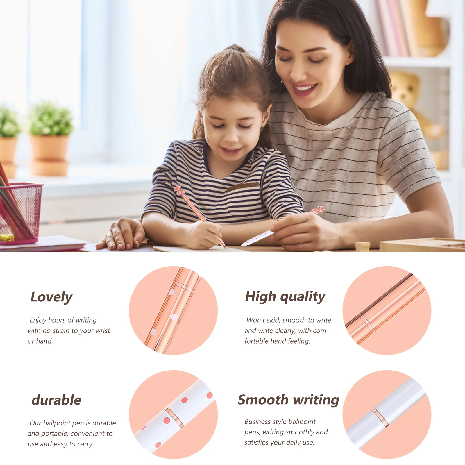 

4 шт. металлические шариковые ручки с милым ананасовым дизайном, гладкие письменные принадлежности, портативные легкие студенческие канцелярские принадлежности, офисный школьный подарок