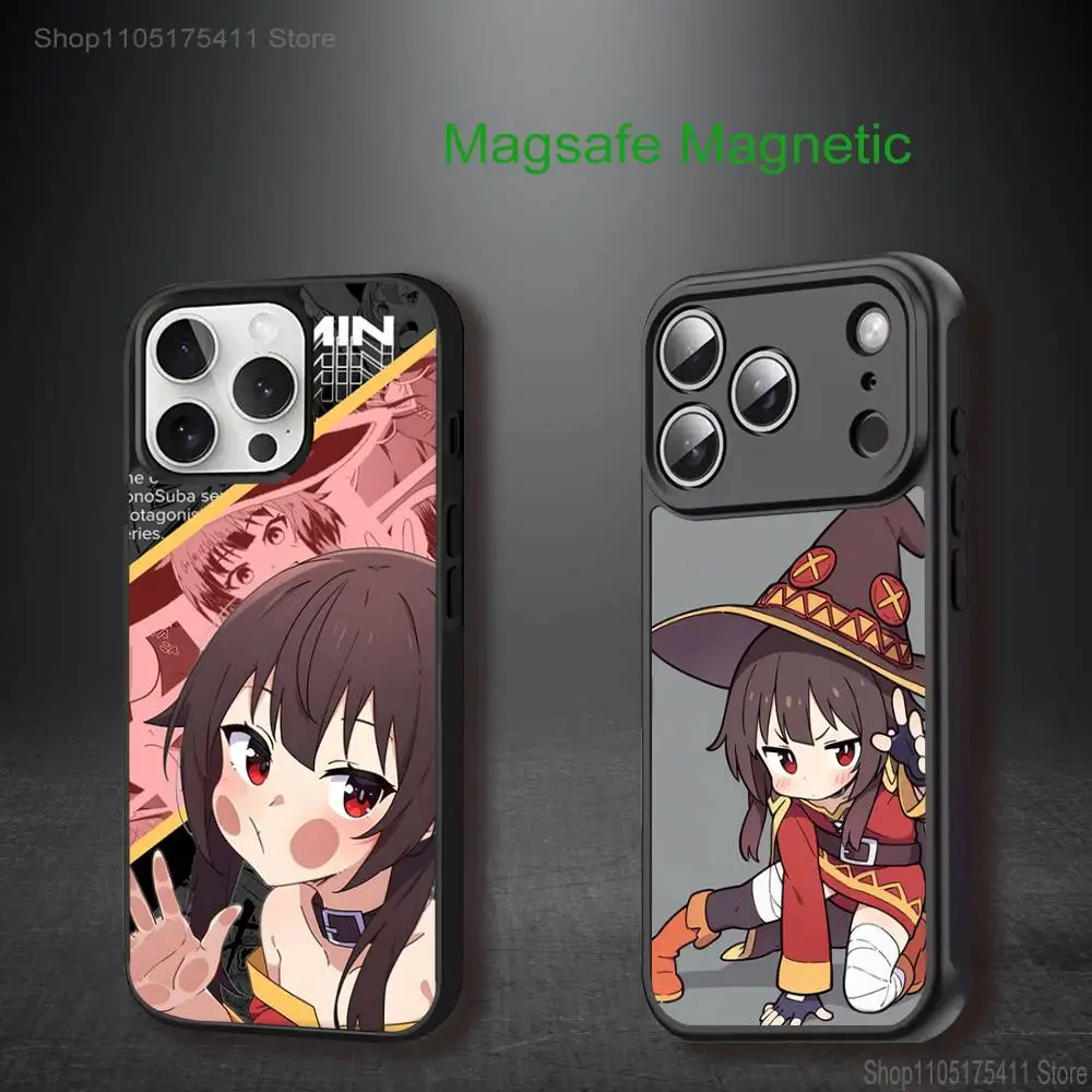 

MeguminS Anime K-KonoSuba Phone Case For iPhone 17,16,15,14,13,12,11,Pro,Max,Plus,Mini,SE4,E Magnetic Magsafe Wireless Charging