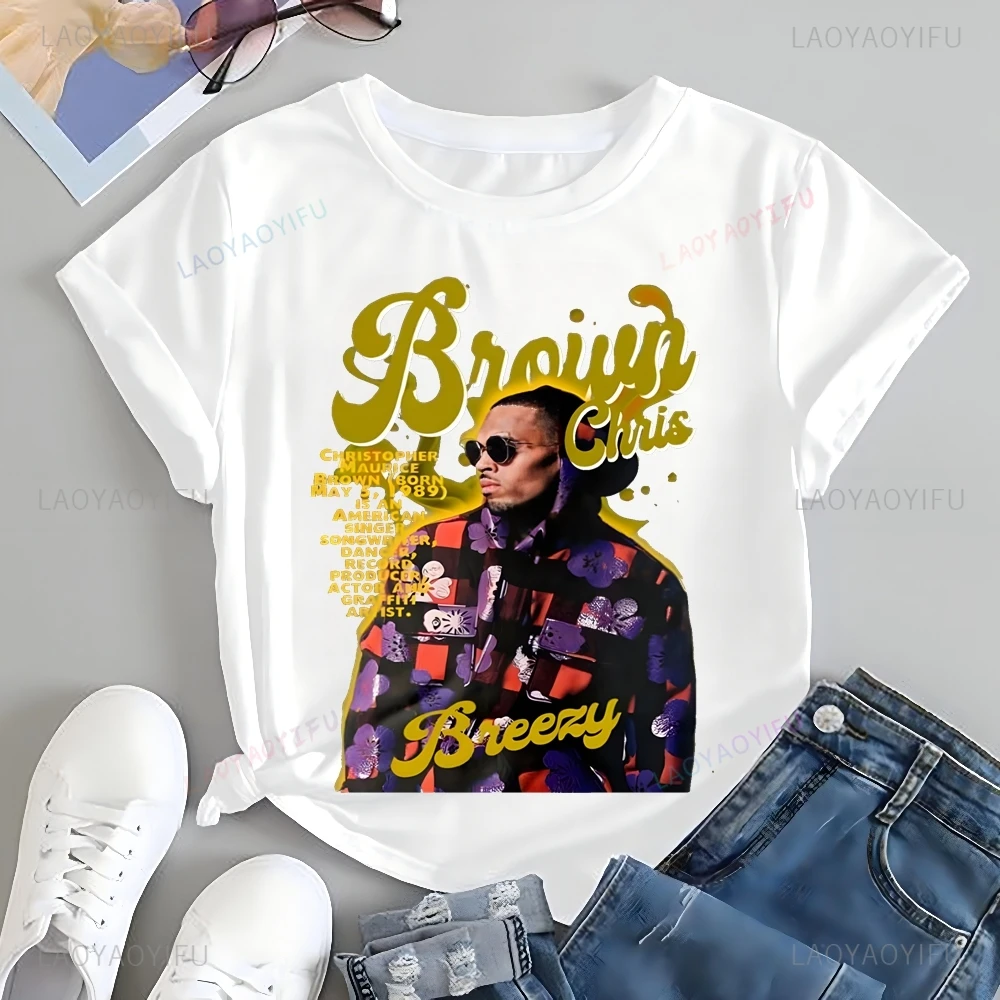 Vintage CHRIS BROWN Rapper Printed T-shirt Top CHRIS BROWN Trend Harajuku Short Sleeve Unisex Shirt Graphic Oversized T-shirt