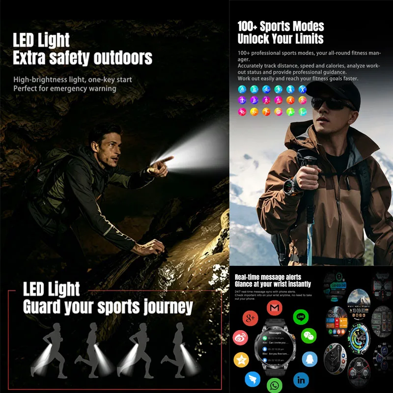 2026 New 1.46 Inch HD screen 100+sport Men fitness Smartwatch Bluetooth call GPS sport swim IP68 Waterproof Compass Smartwatch - view 5