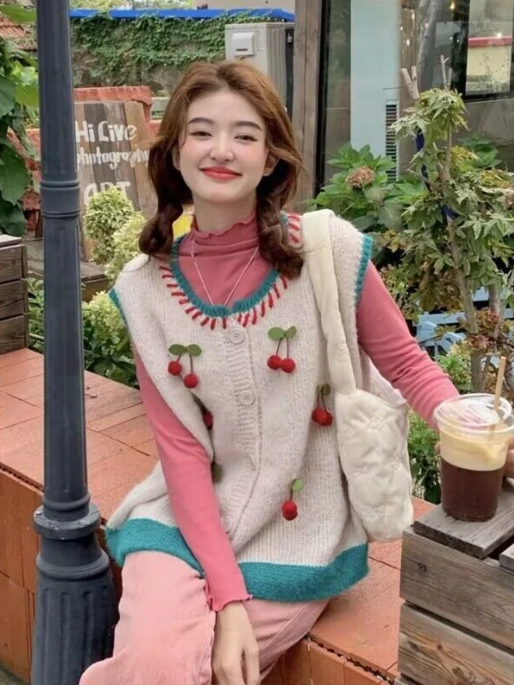 

Милые вязаные жилеты для женщин, роскошные повседневные жилеты для путешествий, дешевая одежда, жилет для работы, женские свитера с круглым вырезом Y2k