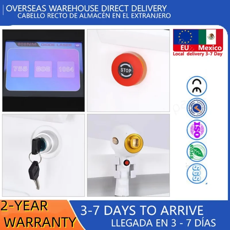 Diodo laser755 808 1064nm multi comprimentos de onda máquina de remoção de pêlos cabeça de resfriamento depilador a laser indolor rosto corpo depilação