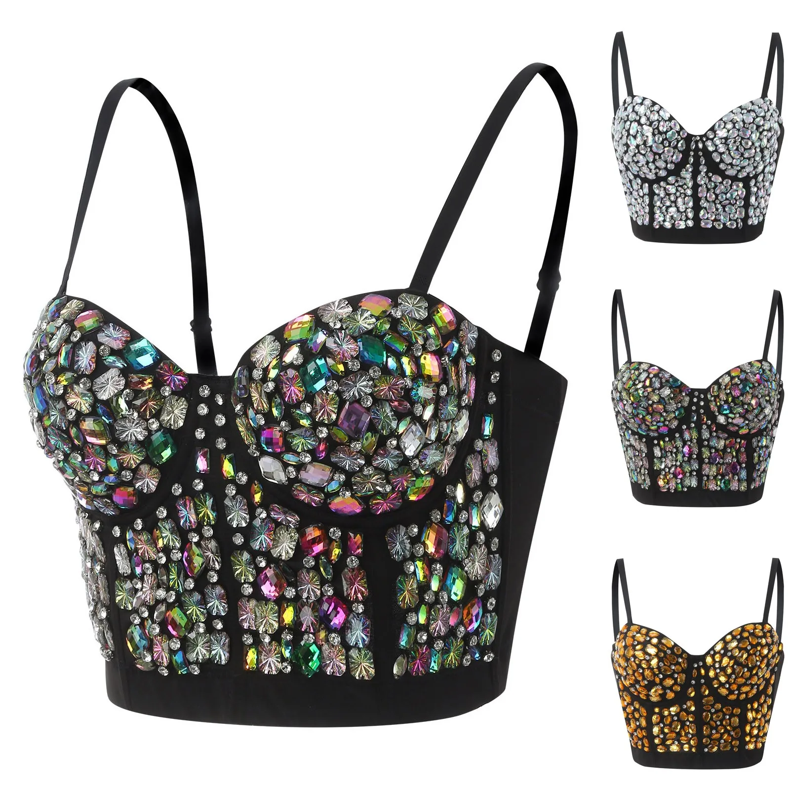 Stylish Women's Diamond Beaded Corset Tank Top
