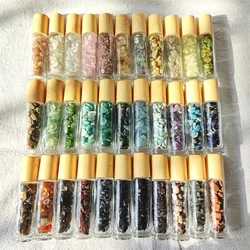 Portable Chips Healing Crystals Rolling Oil Diffuser Bottle Obsidian Rose Quartz Perfume Bottles Arometherapy Massage Treatment