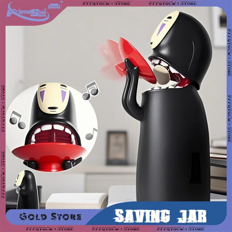 Jarra de ahorro de monedas, figura de Anime, olla de ahorro de hombre sin rostro, estatuilla de Spirited Away, modelo eléctrico coleccionable para el hogar, regalo de decoración