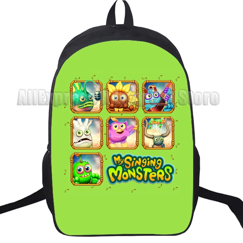 Mochila de dibujos animados My Singing Monsters para niños y niñas, juego de Anime de peluche, bolsa para computadora portátil informal, bolsa para estudiantes universitarios