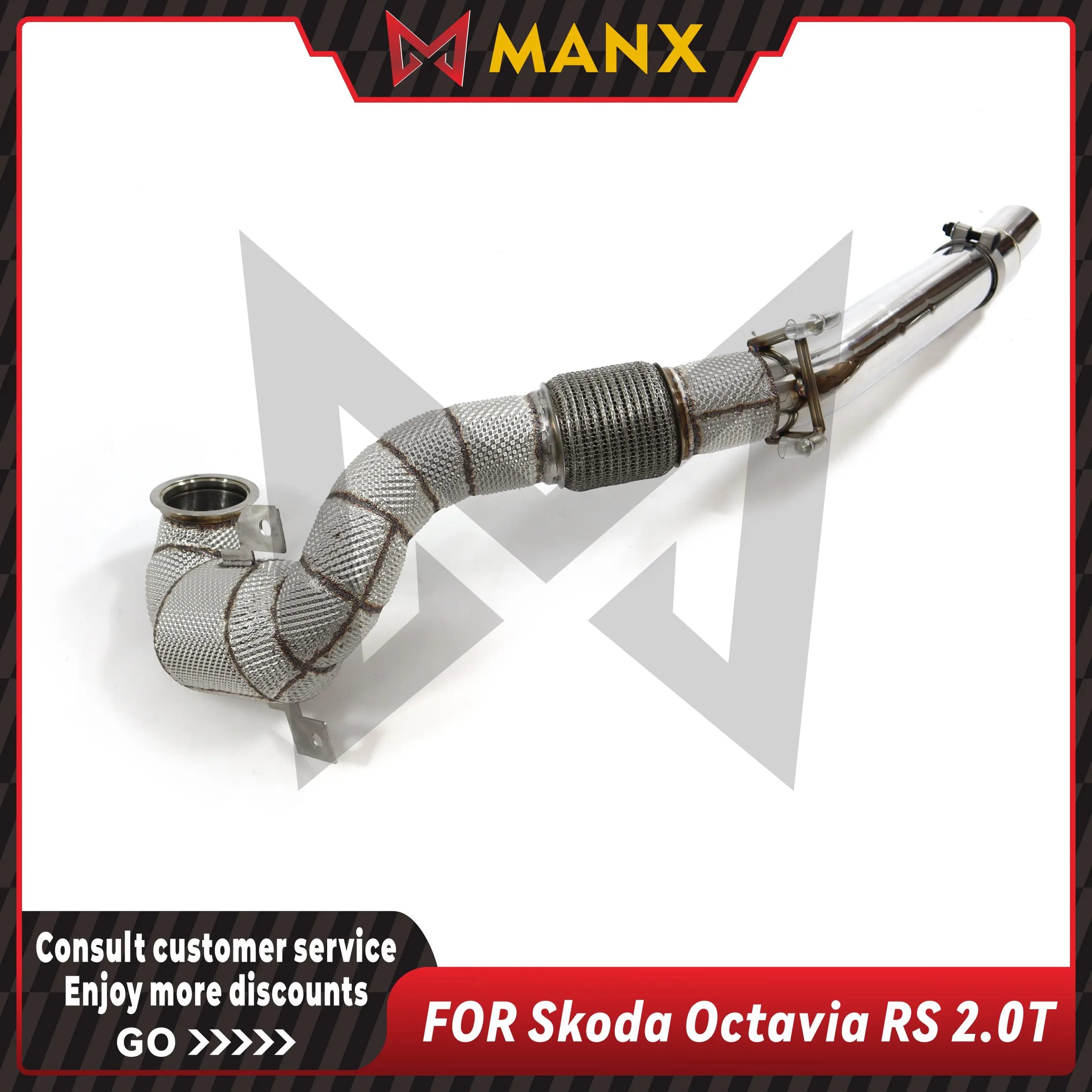 

MANX Car Exhaust system for Skoda Octavia RS 2.0T Catalyzed Downpipe Catless Downpipe Stainless steels Performance exhaust pipe