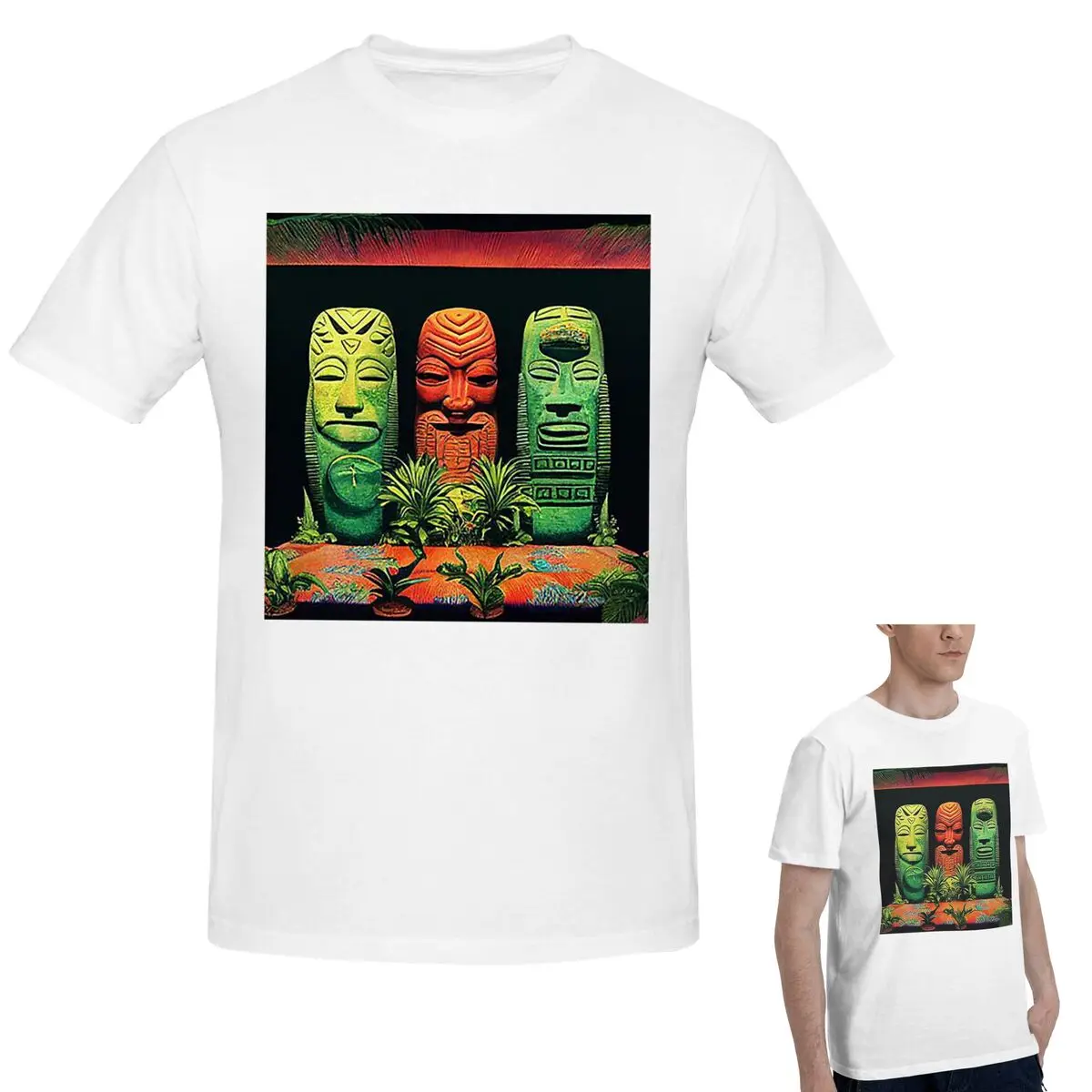 

100% Cotton Garden Of Tikis Tiki Mask T-Shirt Men's Classic Oversized T Shirt Men Round Neck Summer Shirts Tops S-6XL