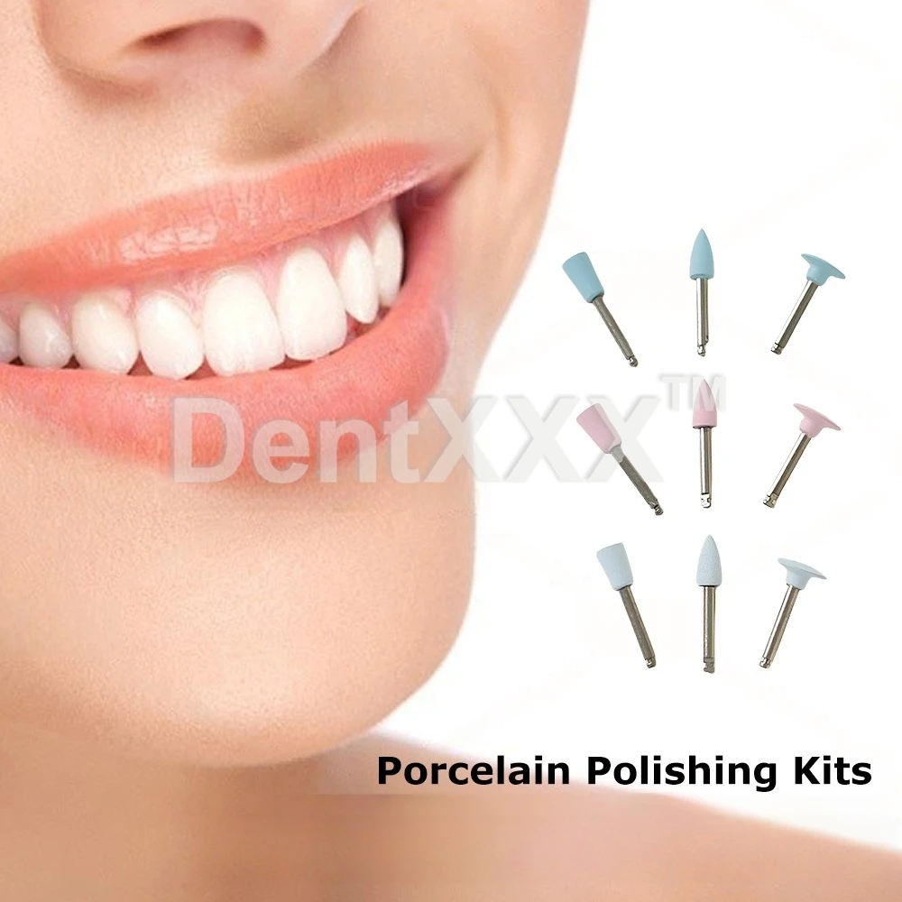 ชุดขัดเงาเซรามิก 9 ชิ้น/กล่อง, ด้ามจับ RA ขนาดเส้นผ่านศูนย์กลาง 2.35 มม. หัวขัดซิลิโคนสำหรับขัดเงาความเร็วต่ำ