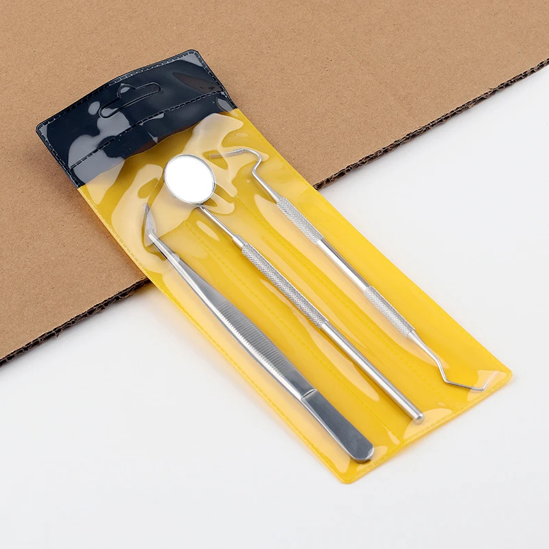 مجموعة أدوات طب الأسنان مرايا الأسنان نطاق الفم الملقط 3 قطعة الفولاذ المقاوم للصدأ أداة تنظيف الأسنان عن طريق الفم طقم تنظيف الأسنان طبيب الأسنان #5