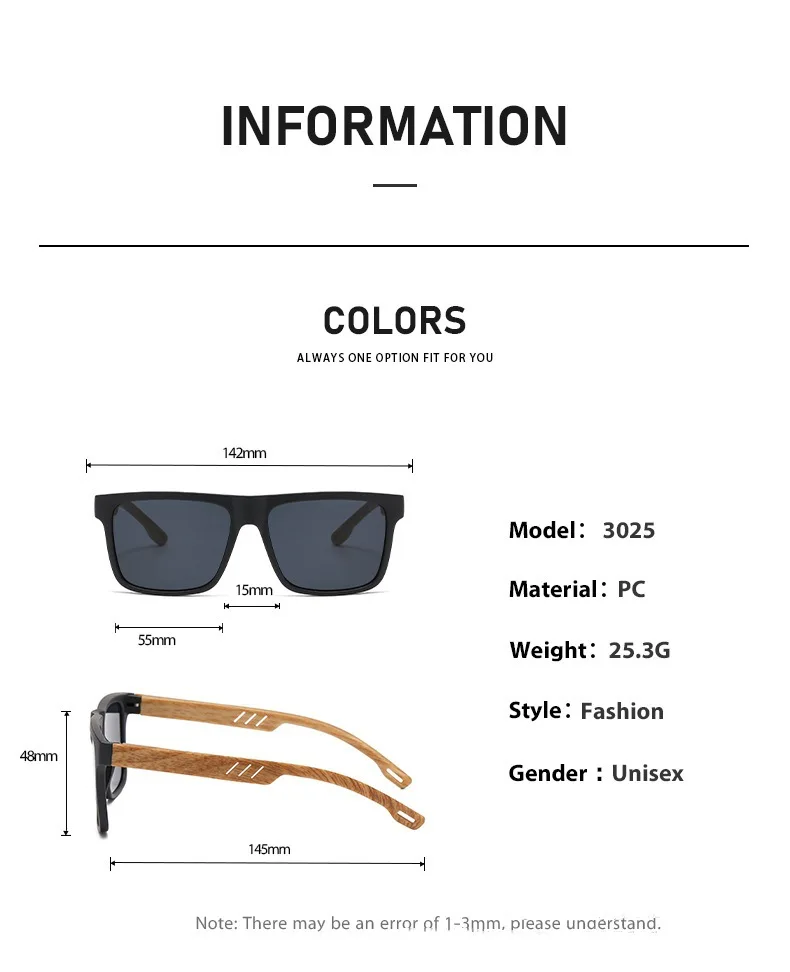 Vintage Holzmaserung Sonnenbrille für Männer und Frauen Klassische Leichte Eckige Sonnenbrillen Modische Tägliche Dekorative Brillen UV400-Schutz – Detail 4