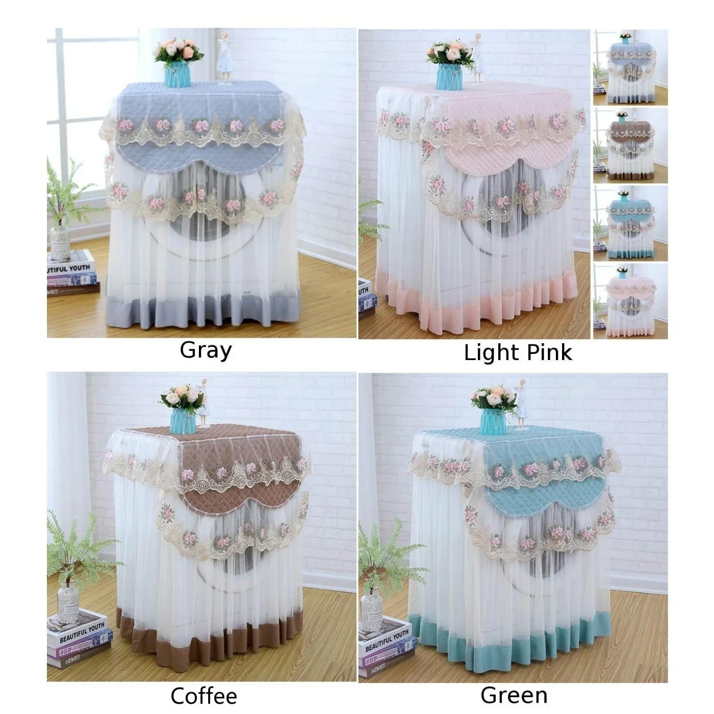 Lace Dust Proof Protector Floral Style Home Decor Washing Machine Cover 4 Colors Washable 60*60*85cm Home Decoration