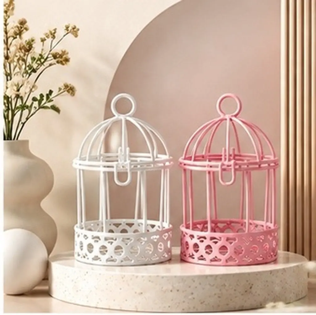 2Pcs Compact Realistic Mini Birdcage Lantern Small Three Dimensional Metal Wire Bird Cage for Photo Shoot Desk Organizer Wall