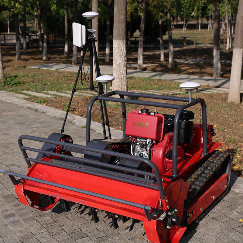 Desbrozadora con control remoto y GPS, personalizable, para jardines de hierbas medicinales chinas, ideal para triturar césped y deshierbar en pendientes.