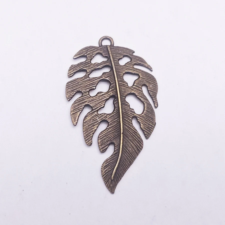 10pcs/lot Necklace pendant Charms Retro Style Bronze Tone Alloy Leaf Pendant Leaves Charm Jewelry Accessories  42*26mm AU32449