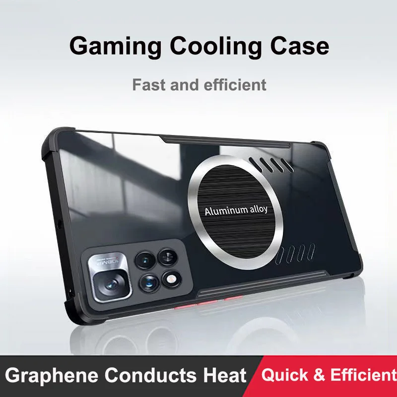 

Чехол для Xiaomi Redmi Note 11 Pro, Note 10, телефонный чехол из алюминиевого сплава с теплоотдачей, графитовый охлаждающий чехол для Redmi Note 10 Pro, чехол