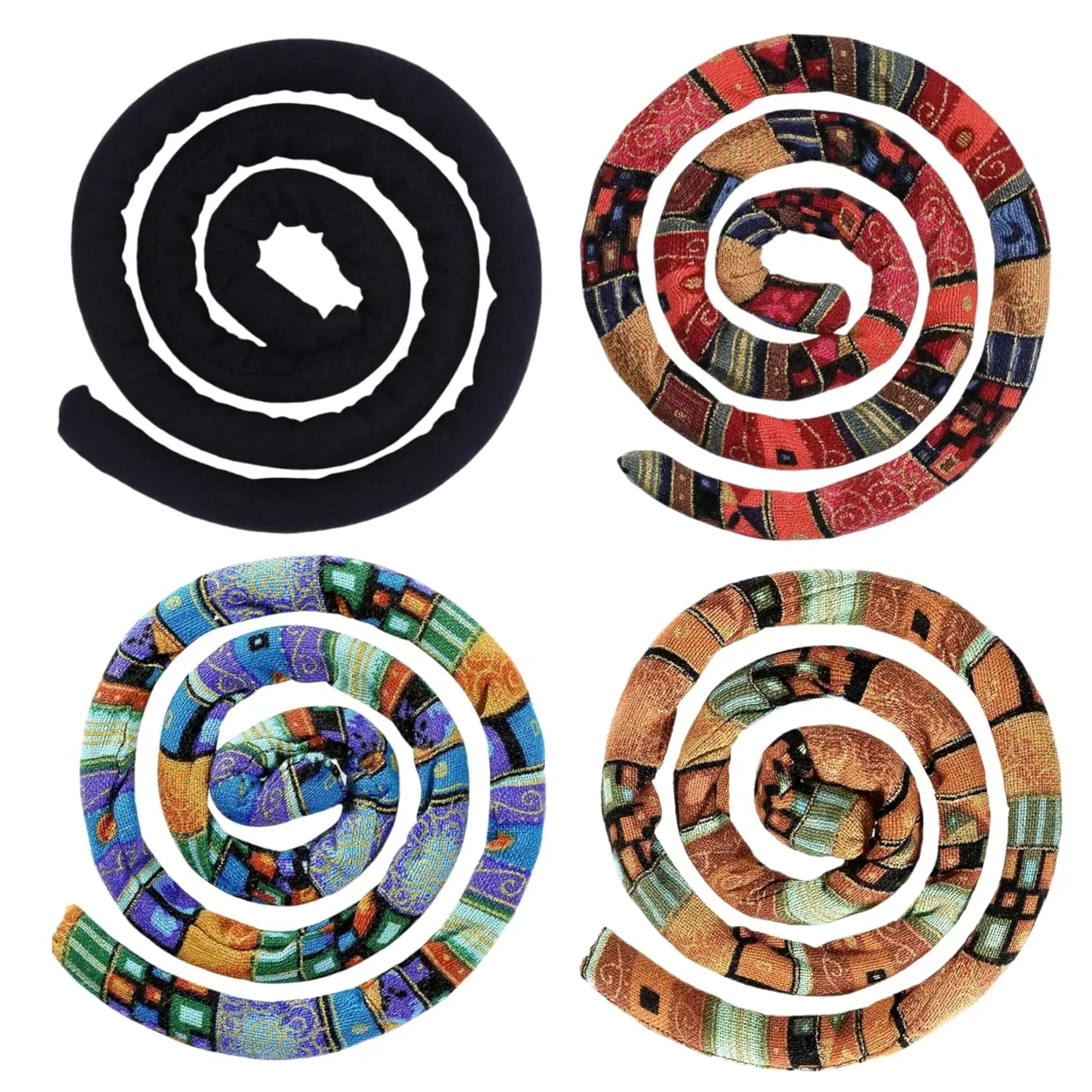 

Bendable Spiral Lock Hair Ties for Dreadlocks - 4 Pack, Iron Wire Embedded, Ponytail Holders for Thick Curly Hair