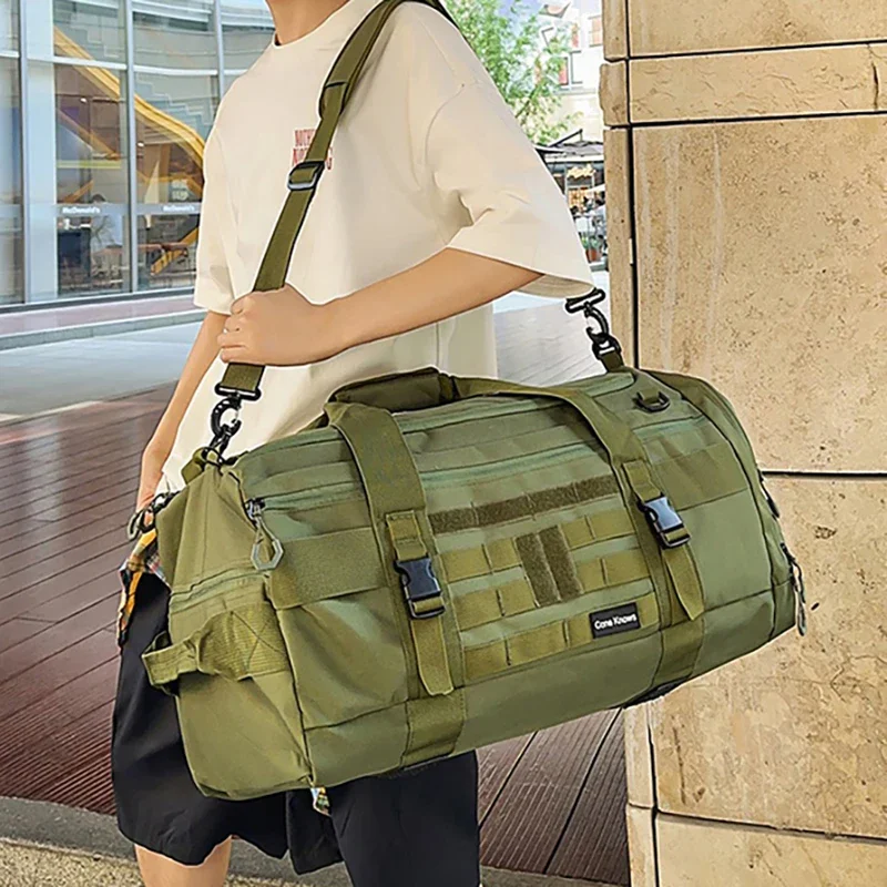 

New Tactical Gym Fitness Bag with Shoes Pocket Outdoor Travel Duffel Luggage Shoulder Crossbody Bags Dry Wet Camping Trip Handba