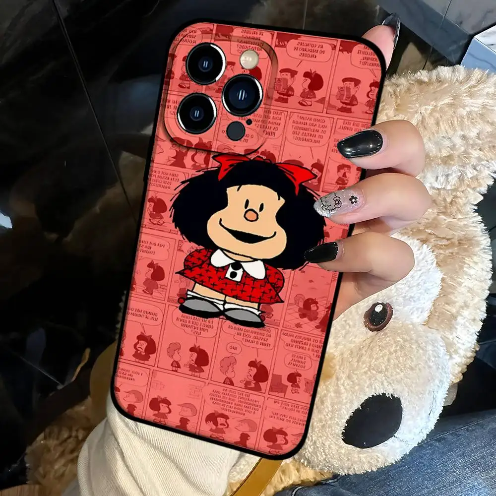 لطيف الكرتون مافالدا جراب هاتف جراب هاتف آيفون 17 16 15 14 13 12 11 X XR XS زائد برو ماكس غطاء أسود ناعم صغير #4