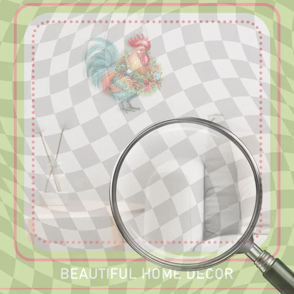 

2D/Flat Xmas DIY Diamond Art Acrylic Pendant Wall Door Decoration (Farm Chicken)