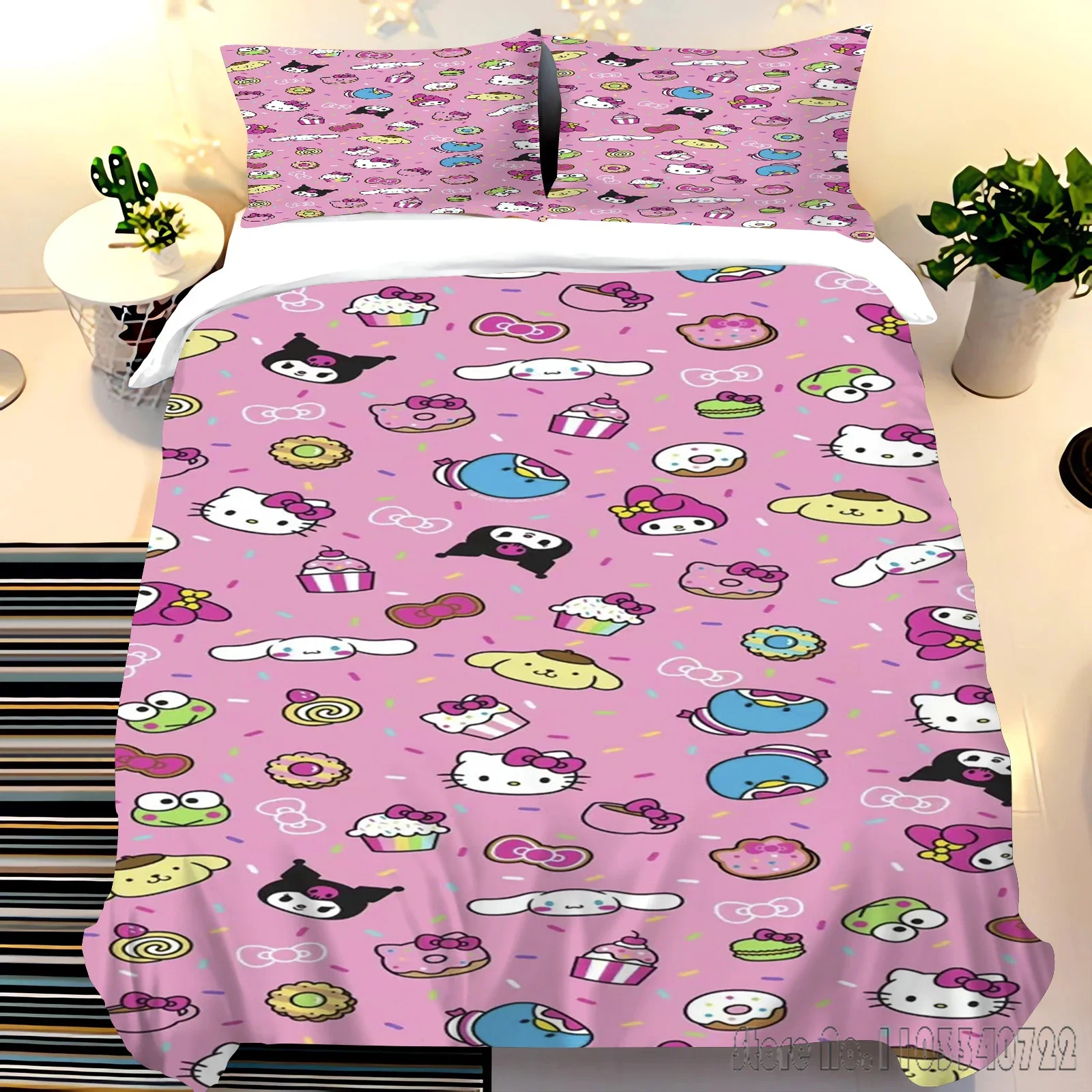 Sanrio Animals Printed Love Child Duvet Cover Set HD Comforter Cover Bedclothes for Kids Bedding Sets Bedroom Decor