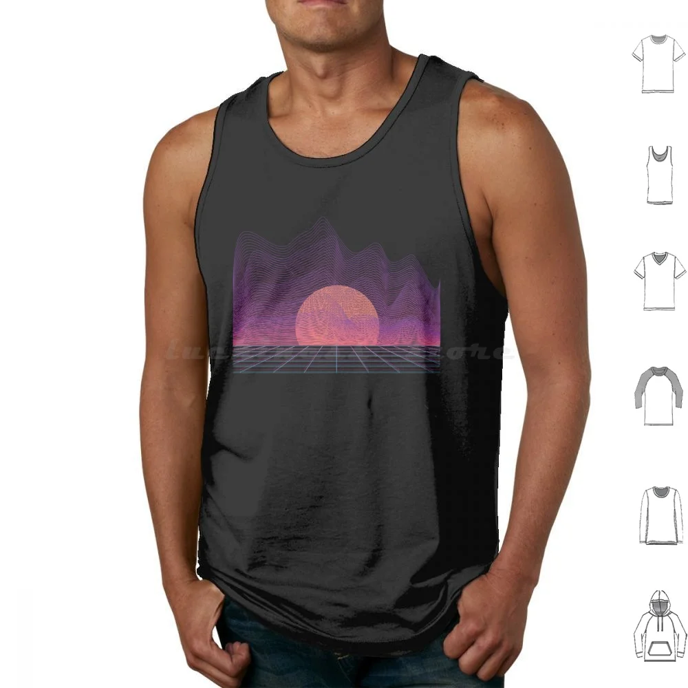 

Новые ретро Synthwave Soundwave Sunset Tank Tops с принтом, хлопковая кассета, кассета, никогда не забывайте, ретро закат