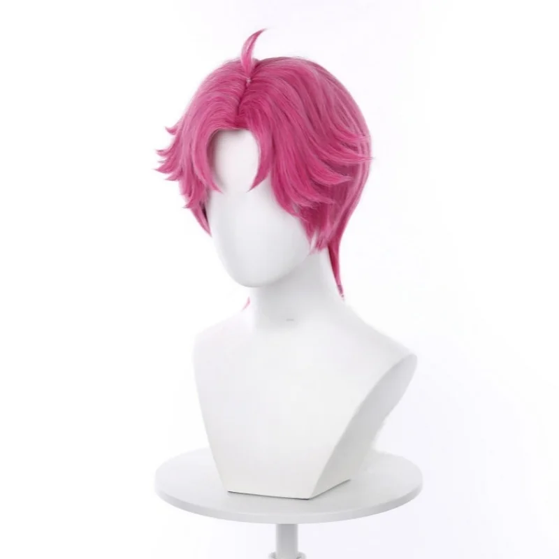 Abby Wig KPop Demon Hunters Saja Boys Abby Pink Red Short Cosplay Wig Heat Resistant Synthetic Hair Halloween Wigs + Wig Cap