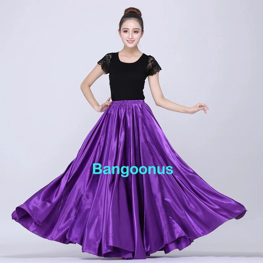 Good10 colori raso liscio solido gonna Flamenco spagnolo Plus Size Performance costumi di danza del ventre Femal donna gonna stile zingaro