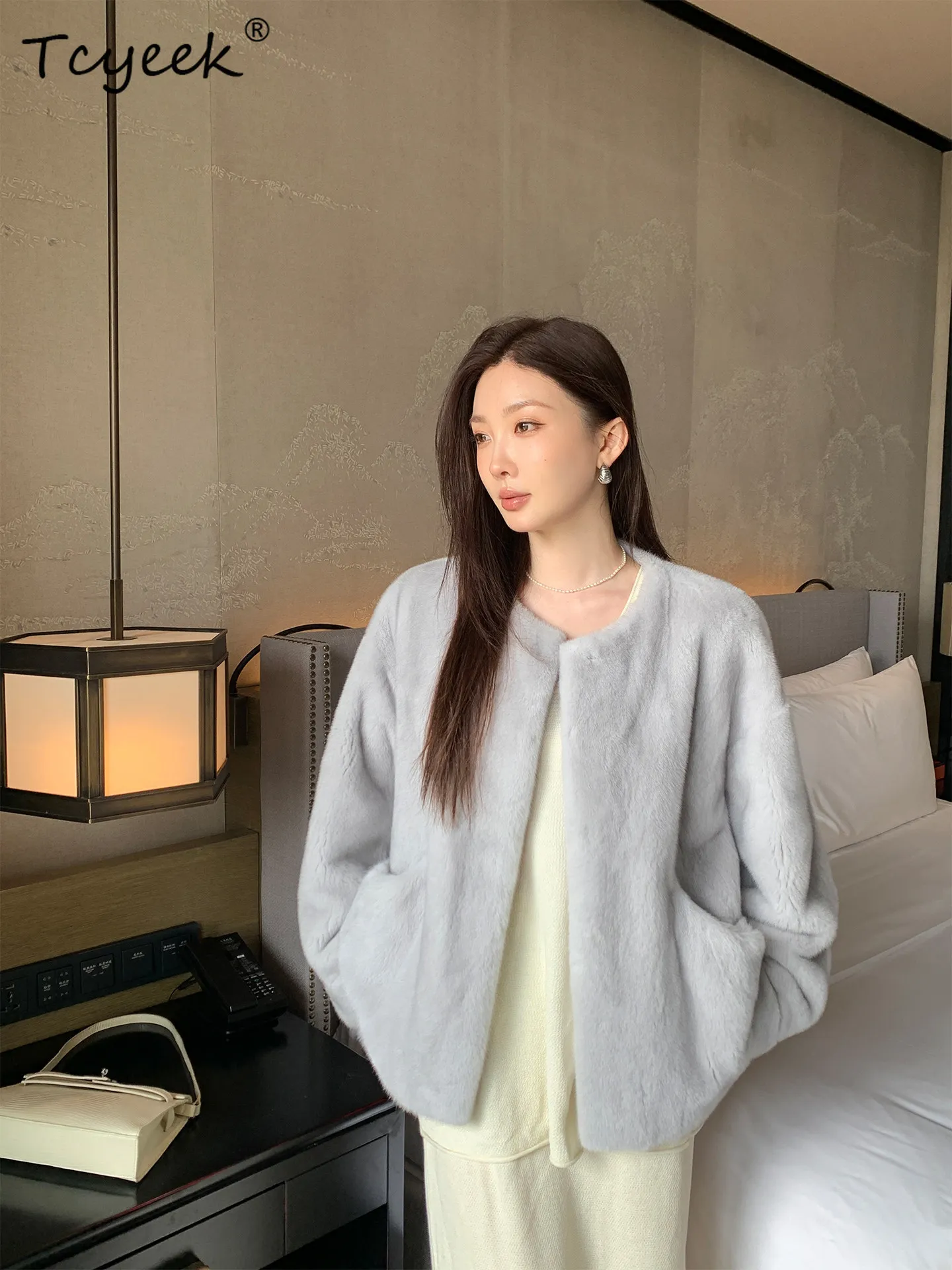 

Tcyeek Natural Whole Mink Fur Coat Woman Clothes 2026 Fashion Womens Coats Real Fur Warm Winter Jacket Loose Fit Пальто Женское
