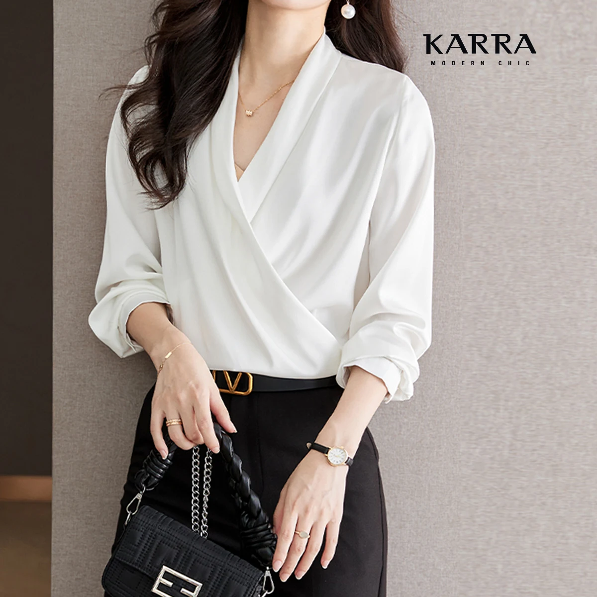 KARRA ampoule V-neck blouses _ KB3SBL073C