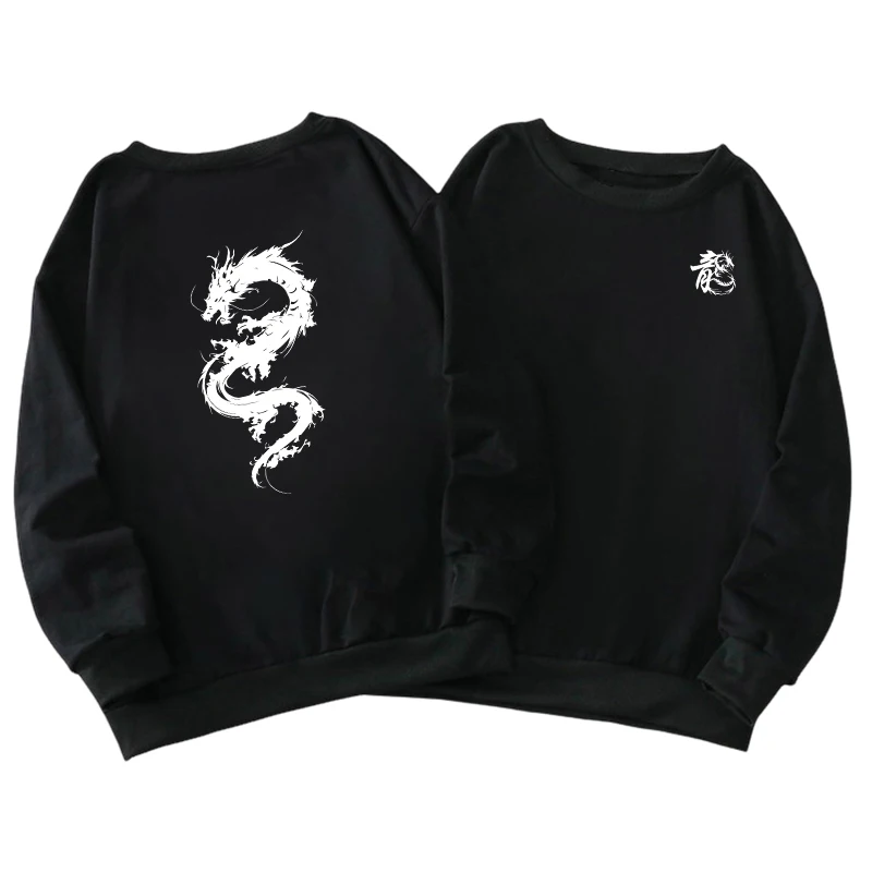 Dragon Printing Mens Sweatshirts Hot Sales O-Neck Fashion Tops Man Sports Clothing Casual Pullover Jogging Sweatshirts 2025 Y2k