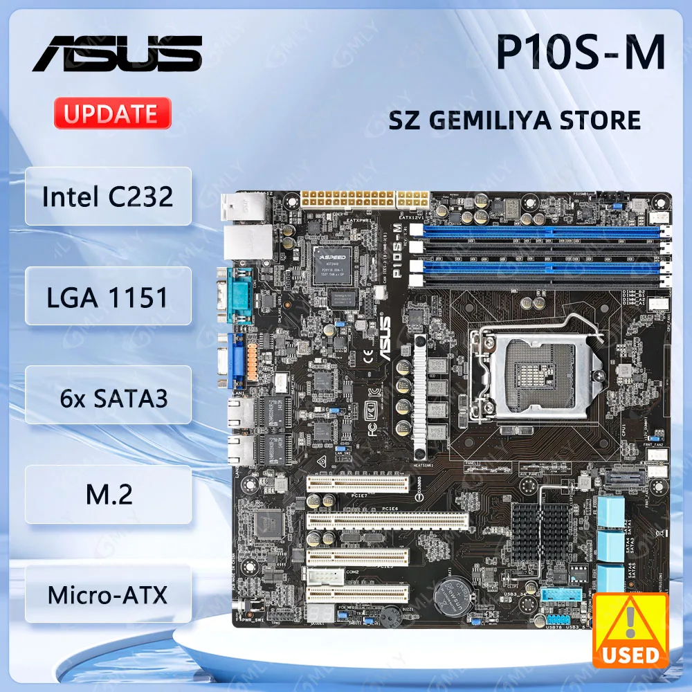 Asus P10S-M  Motherboard Intel C232 LGA 1151 DDR4 Micro-ATX support Xeon E3-1225 v5 E3-1245 v5 i3-7100 E3-1230 v5 cpu