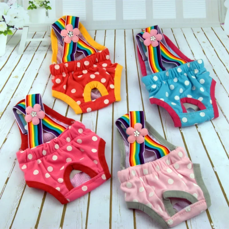 Female Dog Shorts Diaper Pet Sanitary Physiological Short Pants Dot Girl Dogs Underwear Washable Knickers Dog dipers male Puppy