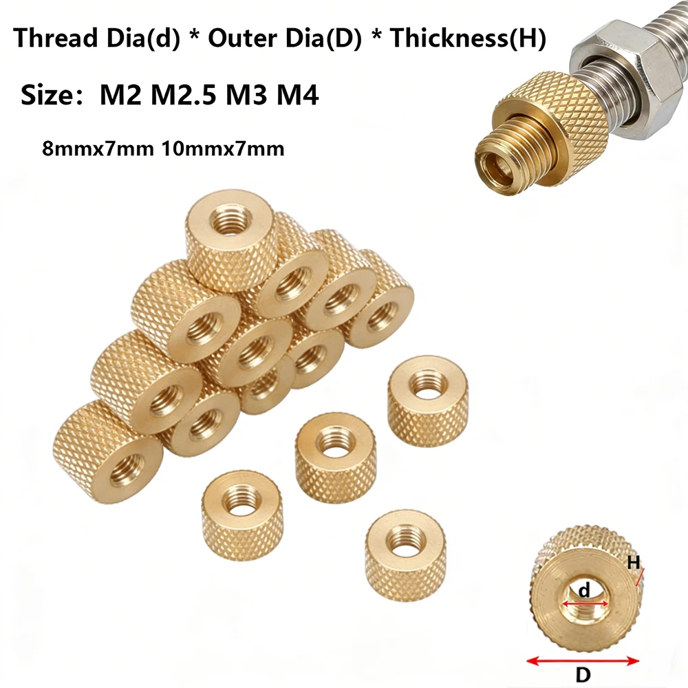 

10-50pcs M2 M3 M4 Brass Knurled Thumb Nuts Cylindrical Spacer for PC Water Cooling System Computer Case Model Building