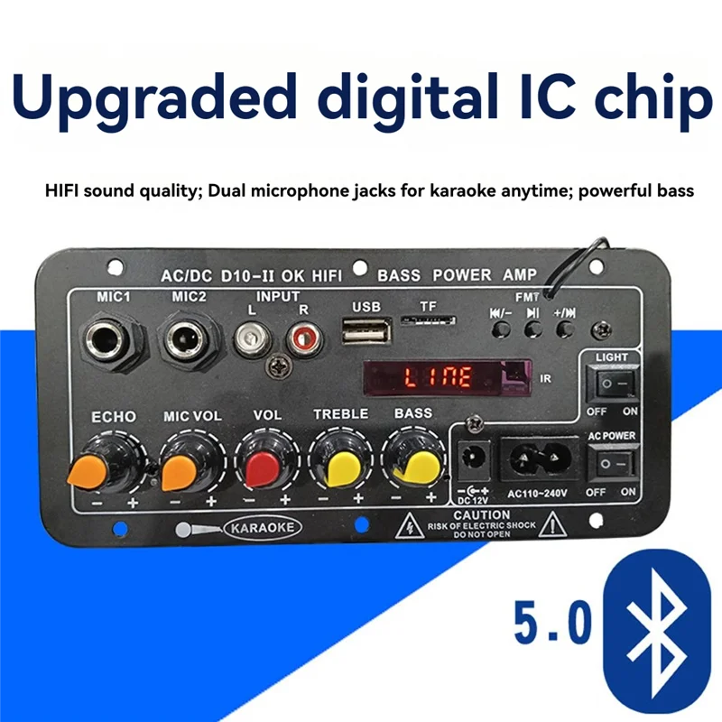 B04C-US Plug DC10-II 12V Home Karaoke Outdoor Car Audio Subwoofer Amplifier Board Bluetooth With Display Amplifier Board view 4