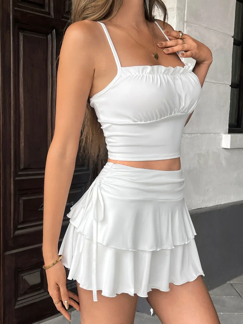 

2025 New Solid Color Skirt Women Summer Fashion Outdoor Versatile High Waist Slim Fit Elastic Waist Short Skirt Goods in Stock