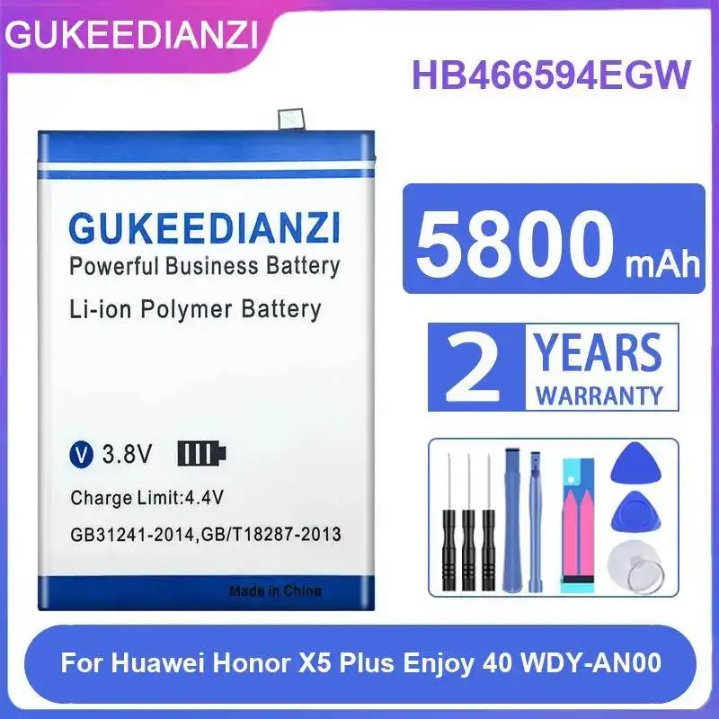 

Аккумулятор для мобильного телефона HB466594EGW с быстрой зарядкой, 5800 мАч, для Huawei Honor X5 Plus Enjoy 40 Wdy-AN00