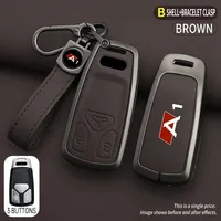 Zinc Alloy Leather Car Remote Smart Key Cover Case Shell Fob Protective Keychain For AUDI A1 8X Car Interior accessories