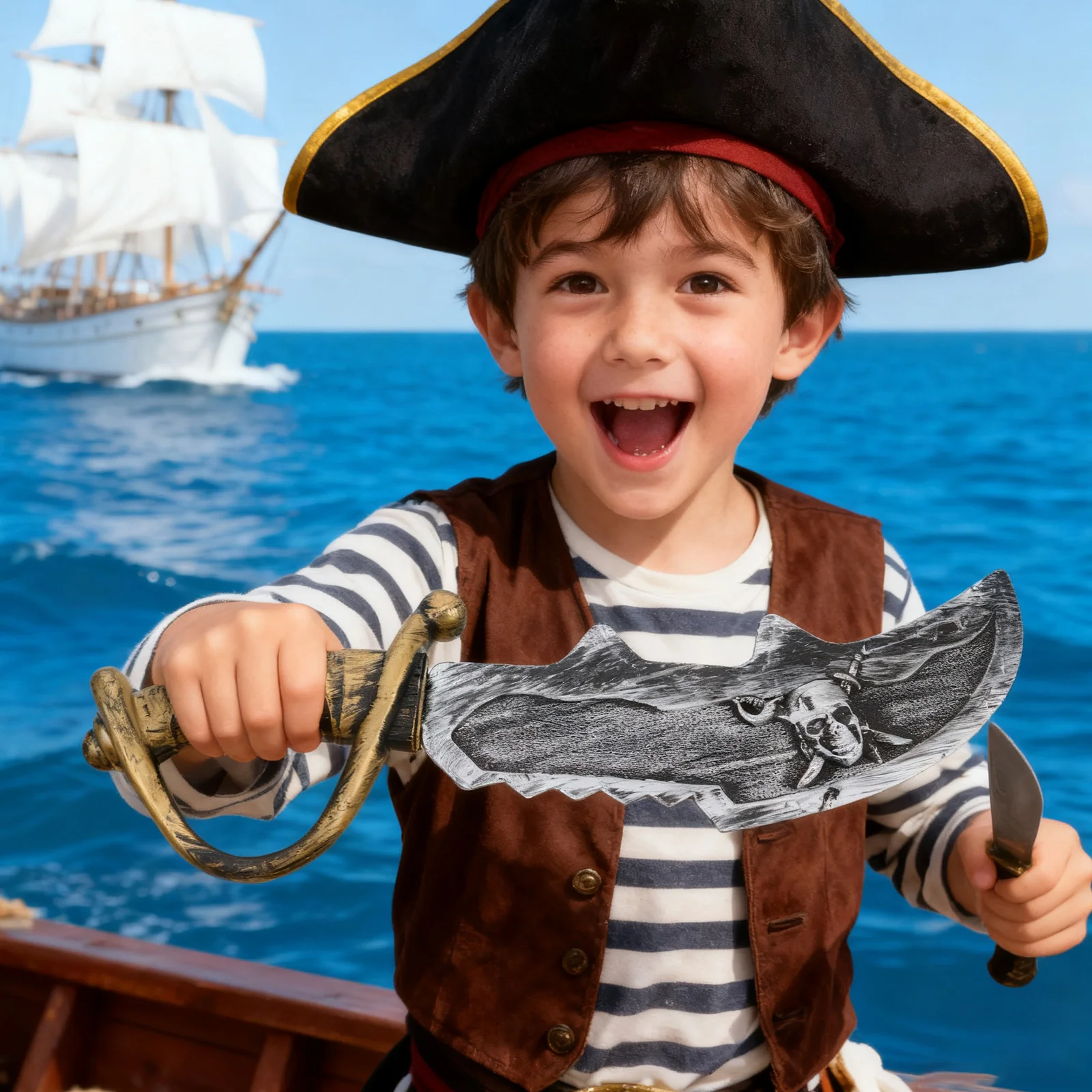 Spada da gioco di ruolo pirata per bambini - Robusto travestimento di Halloween in plastica - Migliora la coordinazione visiva nel gioco di finzione