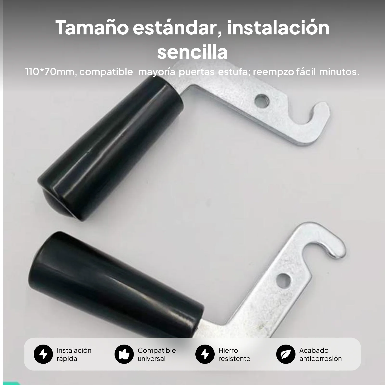 Iron Fireplace Door Handle Heat Resistant Metal Replacement Handle Accessory for Rotary Fireplace Ventilation Grille