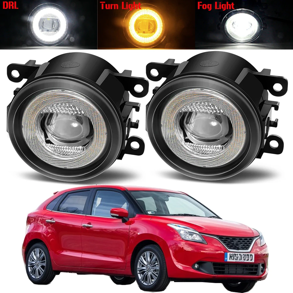 

2 X Car Fog Light Assembly 30W LED Angel Eye Fog Turn Signal Daytime Running Lamp 8000LM 12V For Suzuki Baleno FW EW 2016-2018