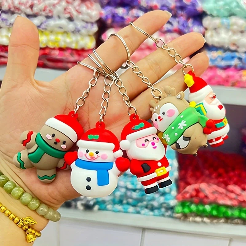 10pcs Christmas keychain car pendant Christmas tree doll doll bag decoration high-end small gifts Santa snowman pendant