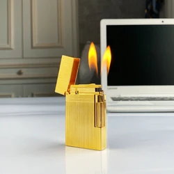 New commemorative edition single and double flame luxury lighter Ping Sound natural paint cigarette smoking butane lighter 16056