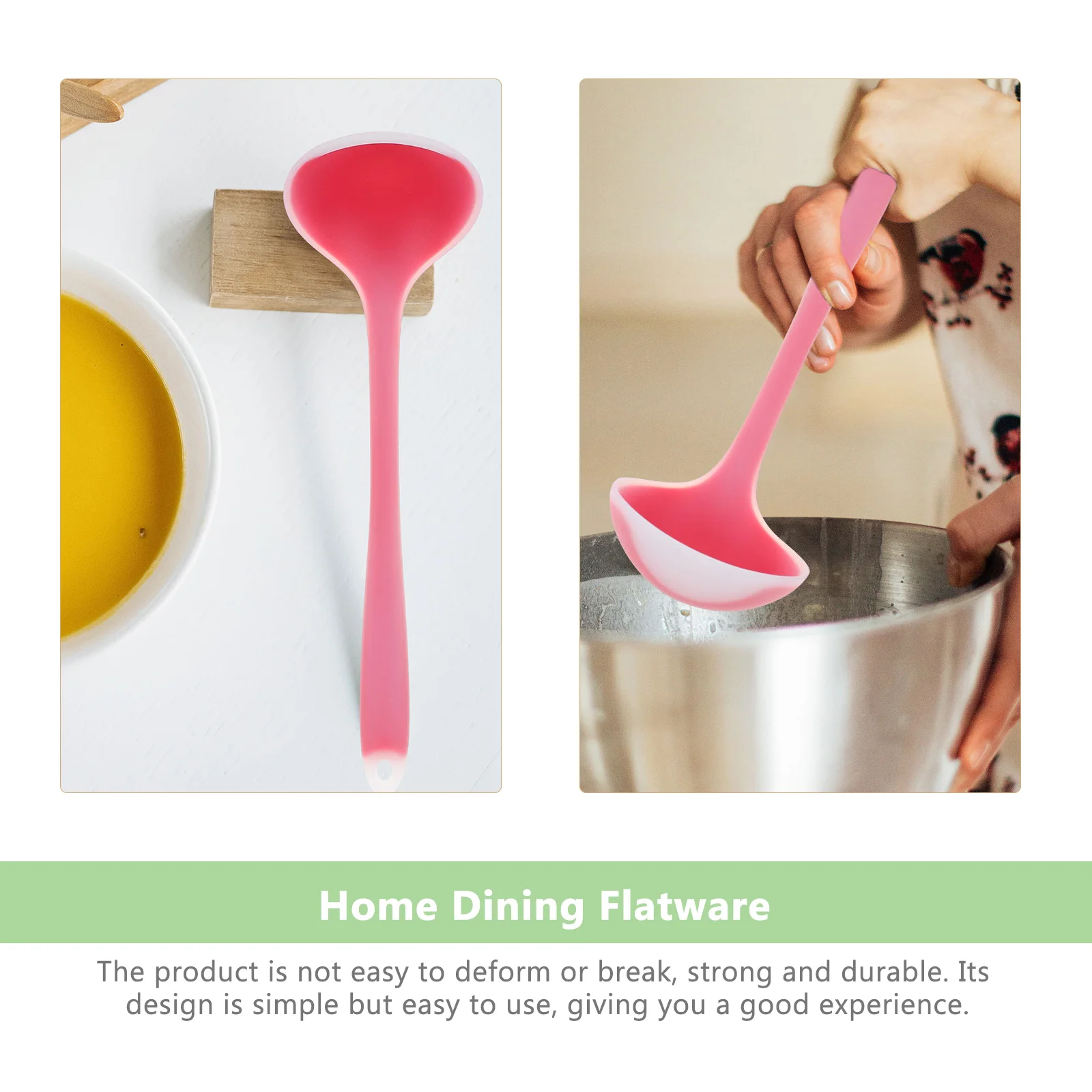 

2 pcs Silicone Ladle Smooth Edge Kitchen Tools Rice Scoop Gel Spoon AntiScratch Home Dining Cookware Set