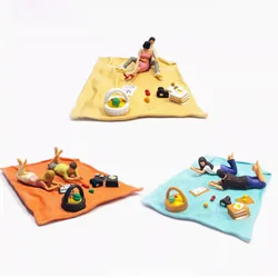 1:64 Scale Miniature Outdoor Tent Beach Ground Mat Couples Camping Landscape Props As Static Decorative Gift Collection Toy