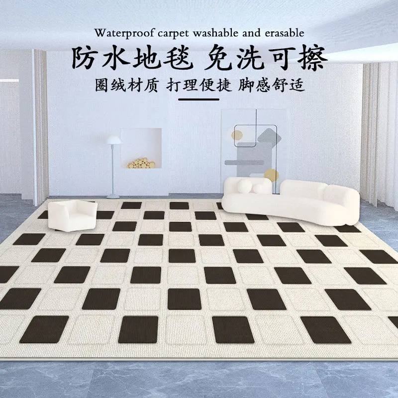 

Роскошный бархатный коврик с бельгийским кольцом для гостиной и спальни с минималистичным дизайном и водонепроницаемой функцией, легко чистится