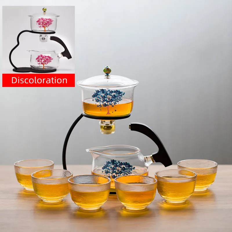 Discoloration Teapot Glass  Automatic Tea Making Household Pu'er Scented Kung Fu tea Tea Set Infuser Drinking Tea Maker